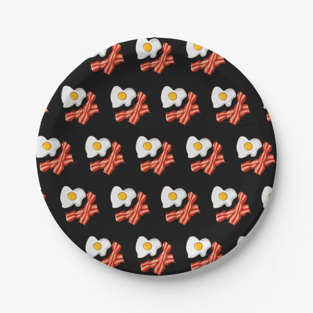 Prato De Papel Ovos Fritos Bacon Amantes da Comida Comida de Lanc (Frente)