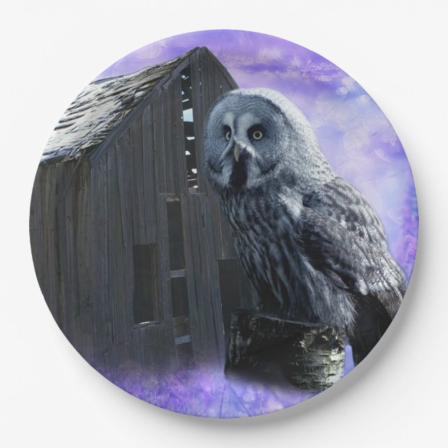 Prato De Papel Owl Barn Shed (Frente)