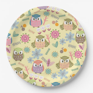 Prato De Papel Owl Cream