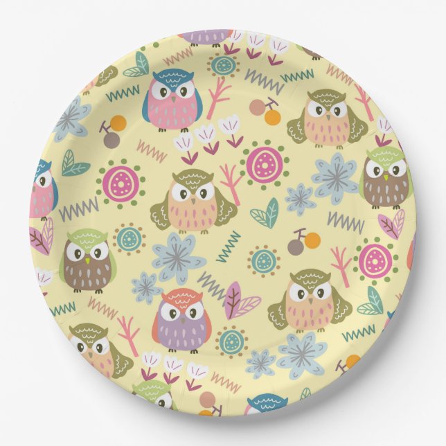 Prato De Papel Owl Cream (Frente)