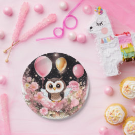 Prato De Papel Owl First Birthday Paper Plates