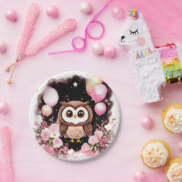 Prato De Papel Owl First Birthday Paper Plates