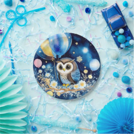 Prato De Papel Owl First Birthday Paper Plates