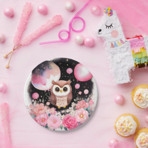 Prato De Papel Owl First Birthday Paper Plates