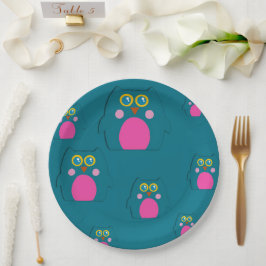 Prato De Papel Owl Teal Purple Paper Plate Kids Birthday Party