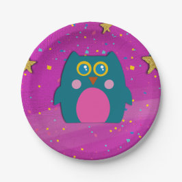 Prato De Papel Owl Teal Purple Paper Plate Kids Birthday Party