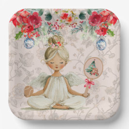 Prato De Papel Padel Themed Paper Plates – Christmas Angel Motif