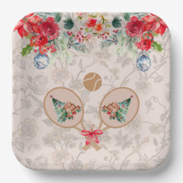 Prato De Papel Padel Themed Paper Plates – Festive Racquet Motif