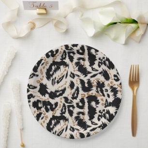 Prato De Papel Padrão Abstrato de Leopardo Africano Boêmio