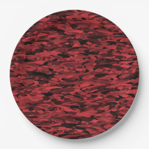 Prato De Papel Padrão Abstrato Preto Vermelho