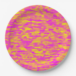 Prato De Papel Padrão Abstrato Rosa Amarelo Laranja