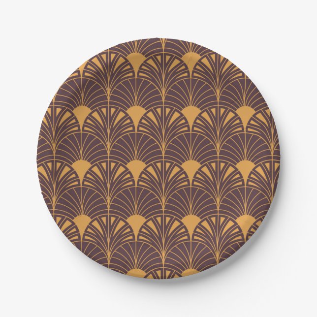 Prato De Papel padrão Art Deco com motivos em forma de leque  (Frente)