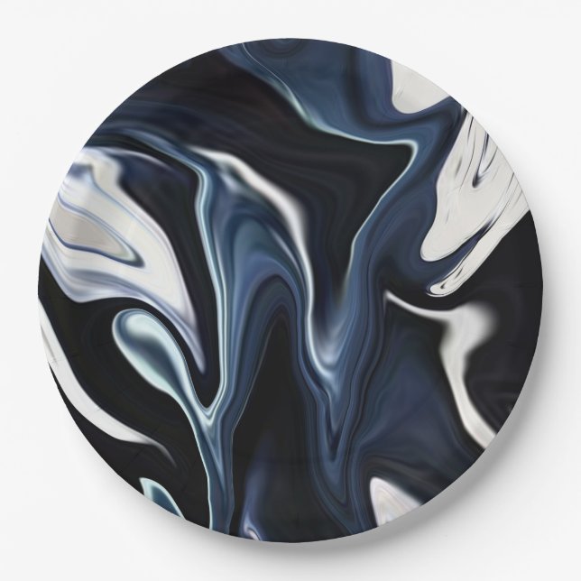 Prato De Papel Padrão azul desfocado (Frente)