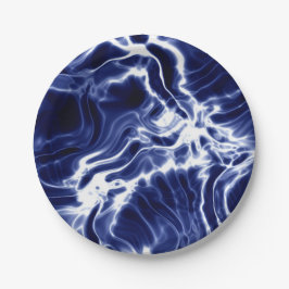 Prato De Papel Padrão azul espiralado