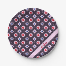 Prato De Papel Padrão Berry Bliss com nome personalizado