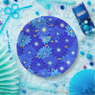 Prato De Papel Padrão bonito de margarida azul