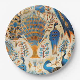 Prato De Papel Padrão Botânico de Aves Exóticas Chinoiserie (9)