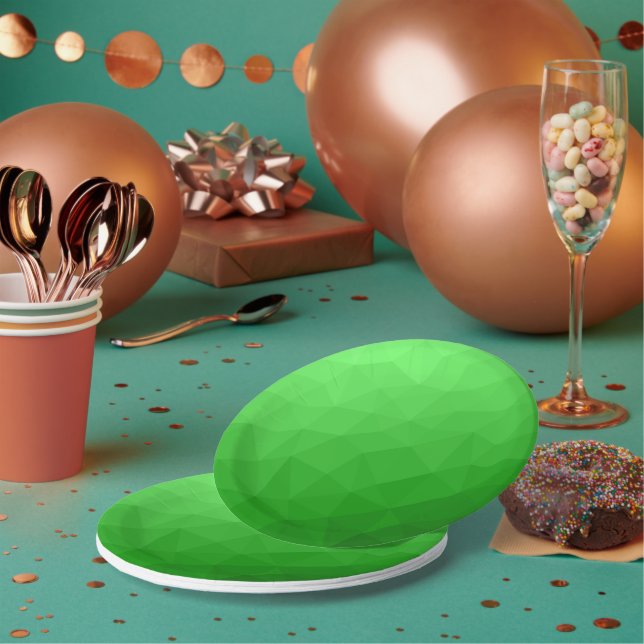 Prato De Papel Padrão brilhante de malha geométrica verde-claro (Múltiplo)