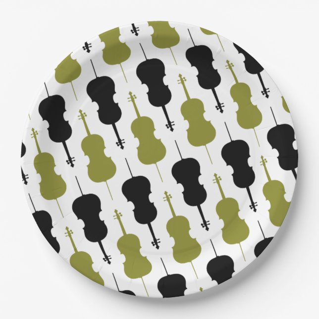 Prato De Papel Padrão Cello - Verde e Preto (Frente)