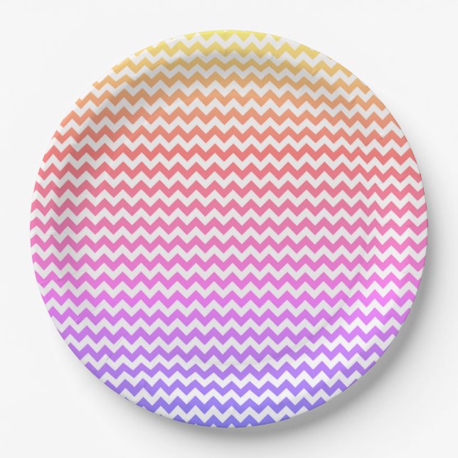 Prato De Papel Padrão Colorido Chevron Zigzag #133 (Frente)