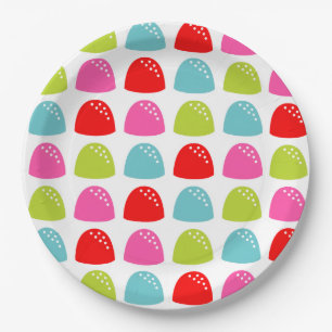 Prato De Papel Padrão Colorido de Gomas – Design de Balas Retrô