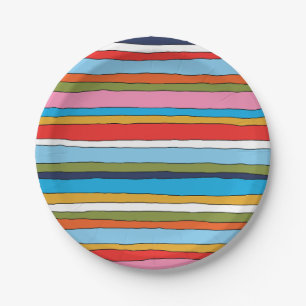 Prato De Papel Padrão Colorido de stripes de Pop