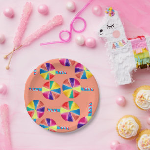 Prato De Papel Padrão colorido dos lábios