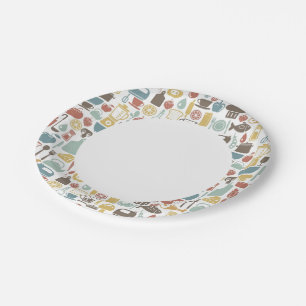 Prato De Papel Padrão com ícones de cozinhar