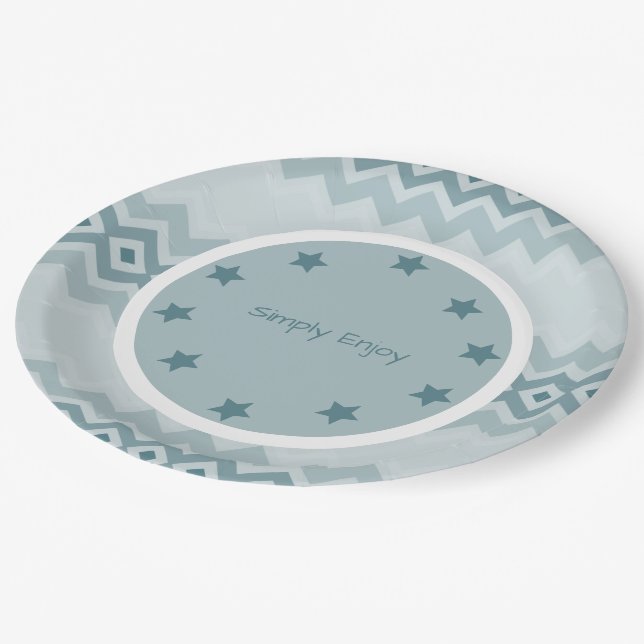 Prato De Papel Padrão com tons de Blues (Inclinado)