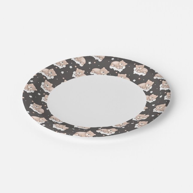 Prato De Papel padrão com ursinho dormindo (Inclinado)