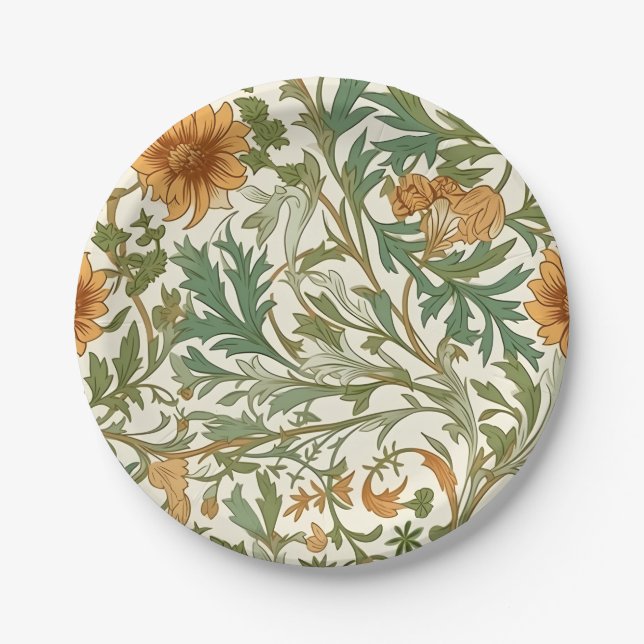 Prato De Papel Padrão contínuo estilo Artes e Ofícios (Frente)