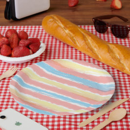 Prato De Papel Padrão Coral Cor Azul Amarelo Amarelo-Cor-de-Água