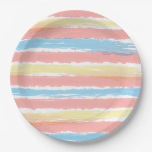 Prato De Papel Padrão Coral Cor Azul Amarelo Amarelo-Cor-de-Água