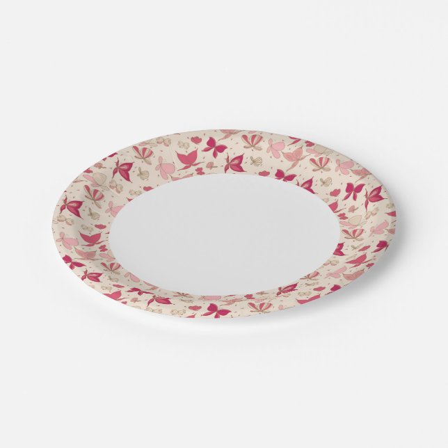 Prato De Papel padrão da borboleta 3 (Inclinado)