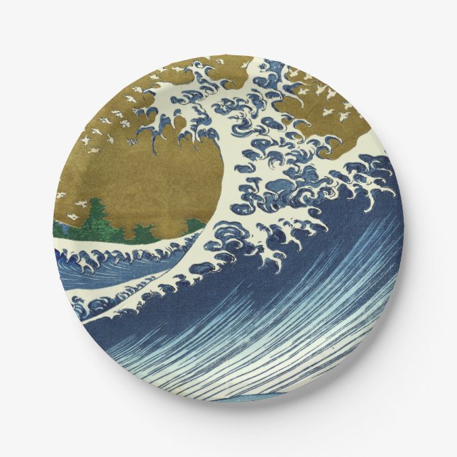 Prato De Papel Padrão da Grande Onda de Hokusai: Arte Japonesa Uk (Frente)