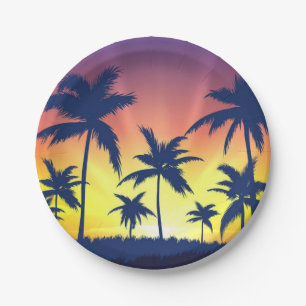 Prato De Papel Padrão da palmeira