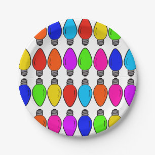 Prato De Papel Padrão das lâmpadas de Natal