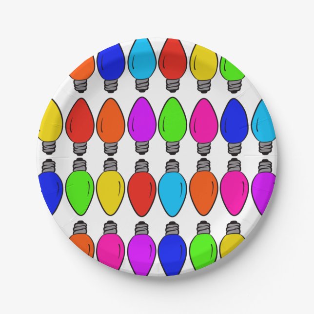 Prato De Papel Padrão das lâmpadas de Natal (Frente)