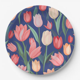 Prato De Papel Padrão das tulipas.