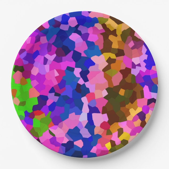 Prato De Papel Padrão de Abstrato Cristal Iridescente (Frente)