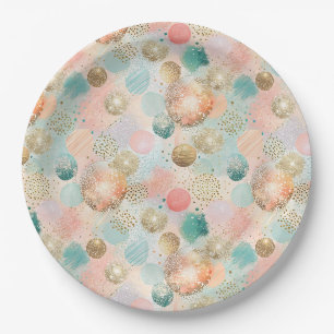 Prato De Papel Padrão de Abstrato de Glitter Pastel Confetti
