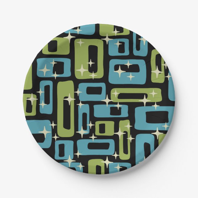 Prato De Papel Padrão de Abstrato de Moderno do meio século (Frente)