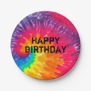 Prato De Papel padrão de abstrato de tingimento psicodélico sel