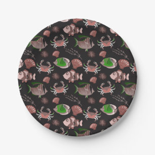 Prato De Papel Padrão de animais aquáticos   vida submarina do oc