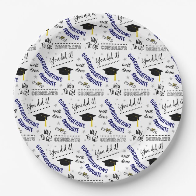 Prato De Papel Padrão de Aplausos de Formatura (Frente)