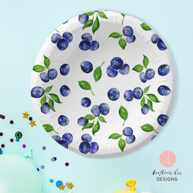 Prato De Papel Padrão de Aquarela de Aniversário Primeiro Berry (Criador carregado)