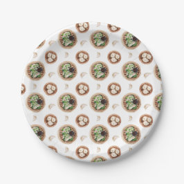 Prato De Papel Padrão de Aquarela Dimsum