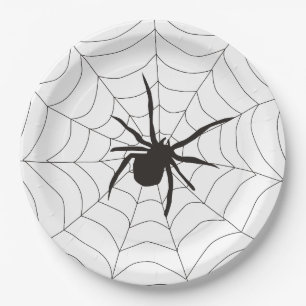 Prato De Papel Padrão de Aranha Assustadora de Halloween