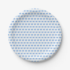 Prato De Papel Padrão de arco de gingham branco-azul