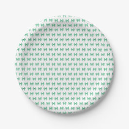 Prato De Papel Padrão de arco de gingham branco-verde